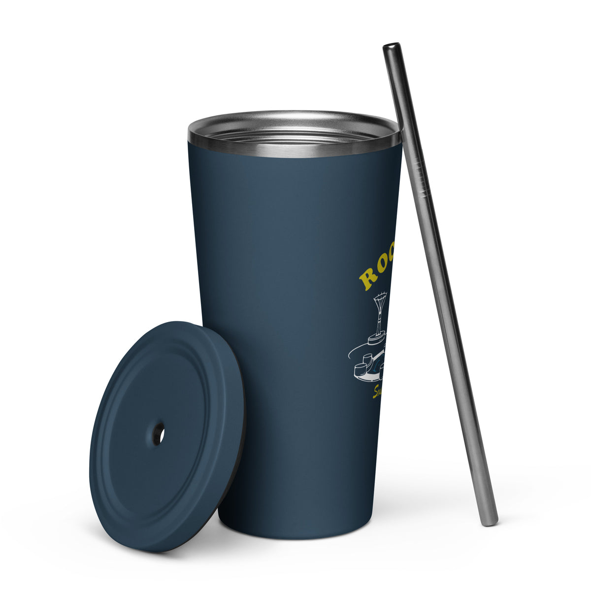 Fountain insulated tumbler with a straw